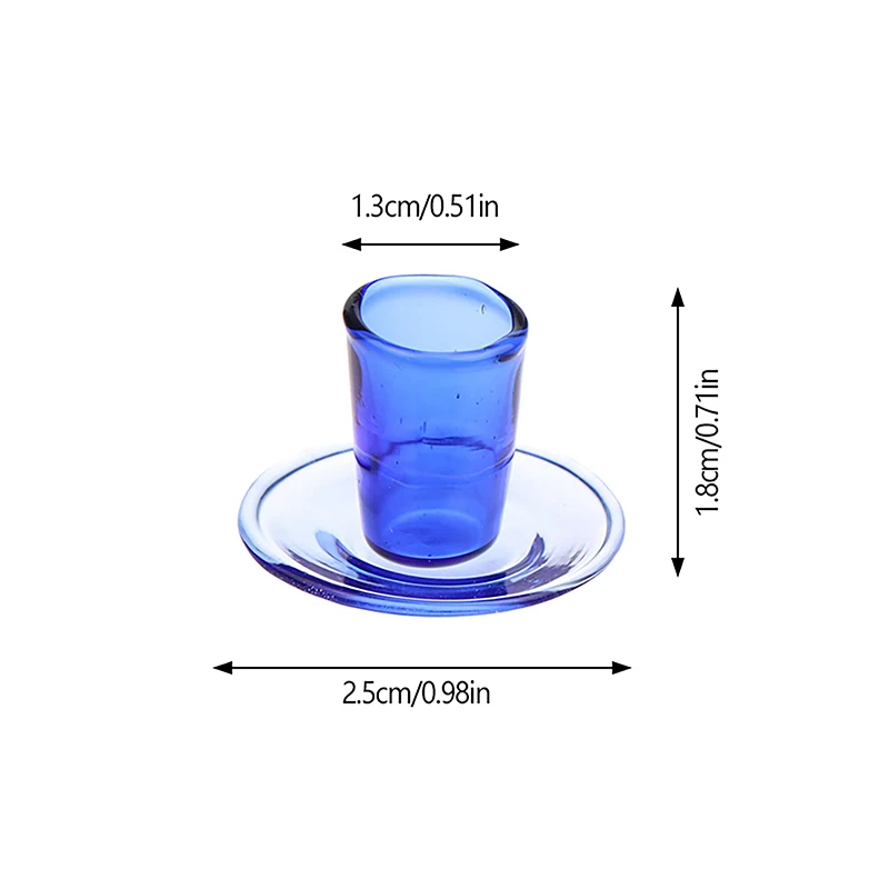 Mini taza de cristal con plato para casa de muñecas, juego de té de cocina, decoración, accesorios para casa de muñecas, juguete de juego de simulación para niños, 1/12