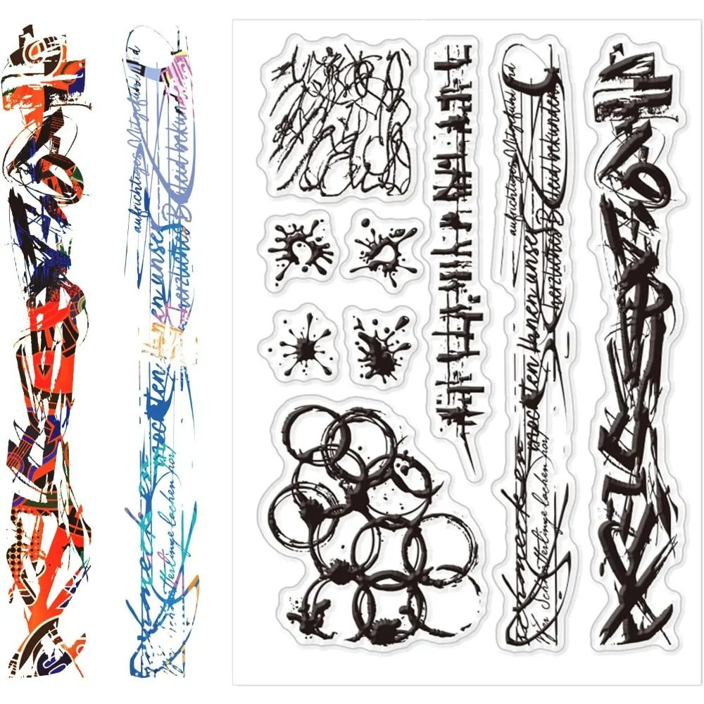 Retro Graffiti Edge Clear Stamps Silicone Stamps Retro Background Transparent Stamps for Card Making DIY Scrapbooking Photo