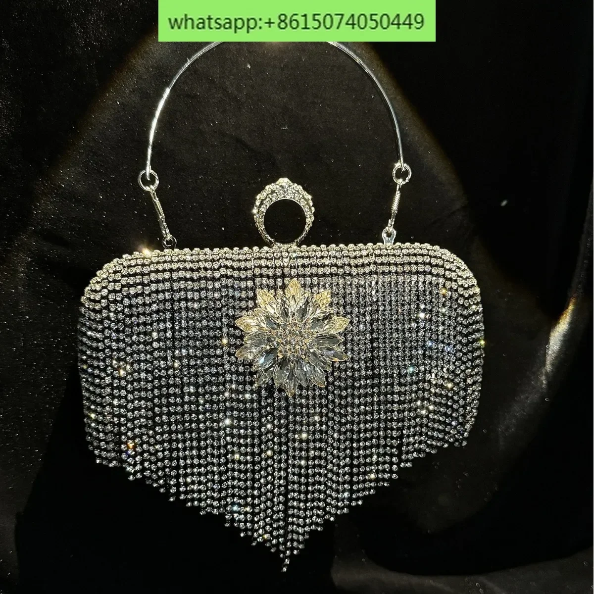 Full Diamond Water Diamond Handheld Bag Bar Banquet Evening Dress  Xiao Xiang Feng Liu Su Xie Kuan Banquet Bag