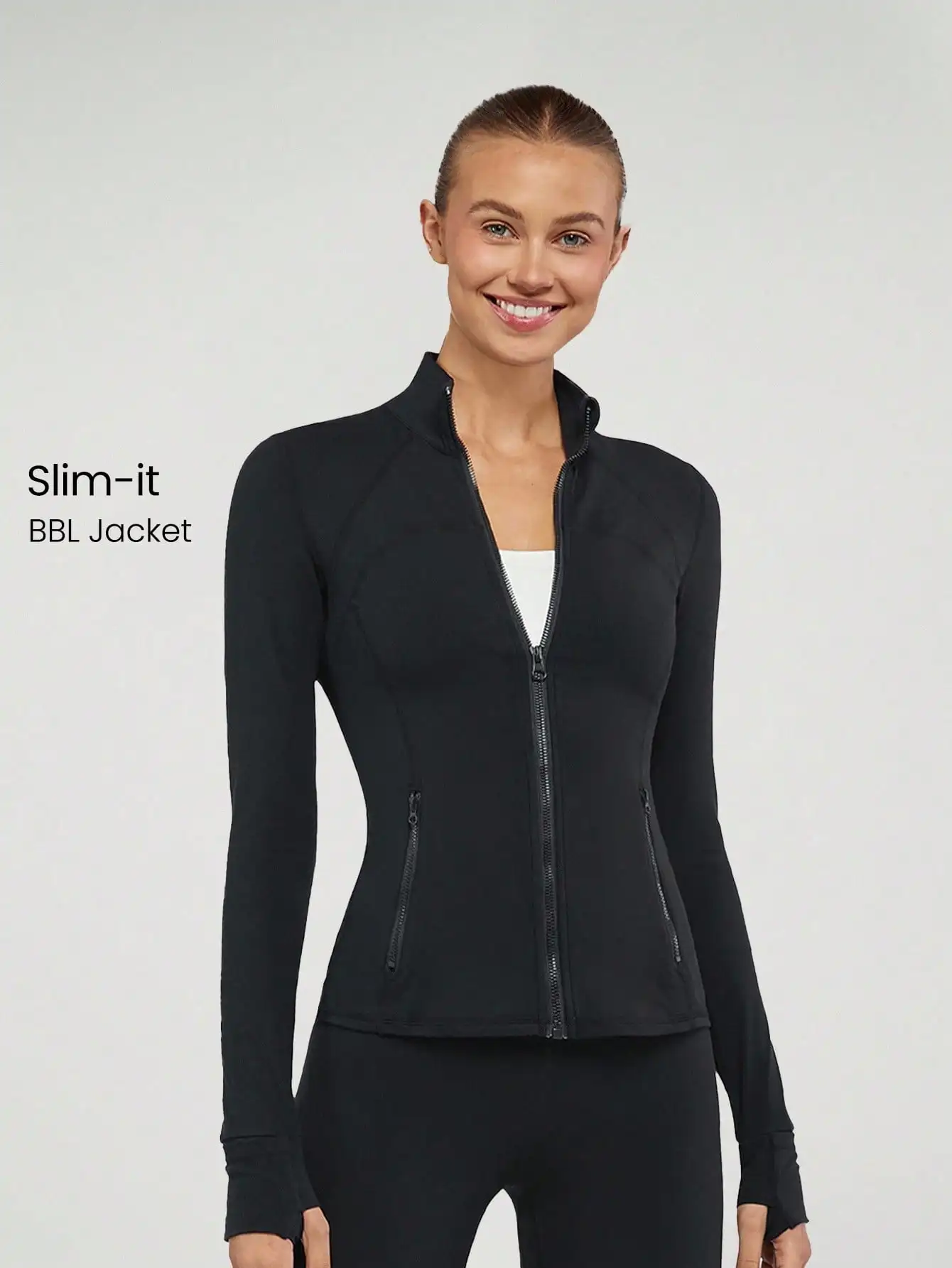 Slim-It Streamline Performance Veilige zakken Jas met lange mouwen en ritssluiting Low Impact Yoga Dagelijks herfst