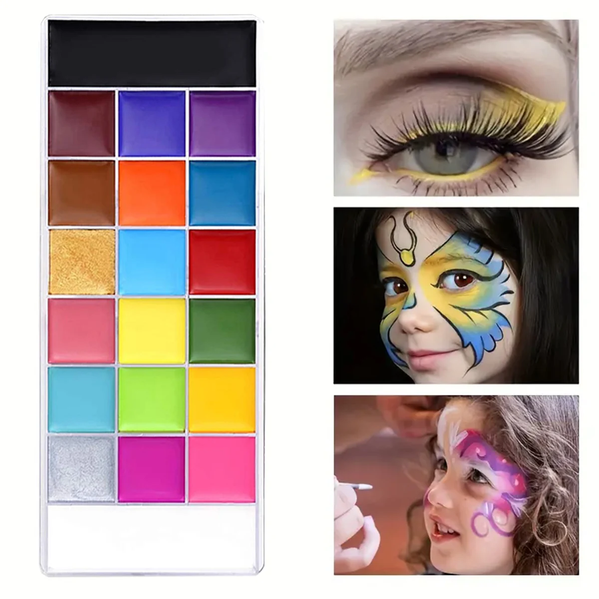 Face Body Oil Paint Painting,20 Colors Face Paint Non-toxic Kids Flash Tattoo Paint with Brush Halloween CosplayArtistic Makeup