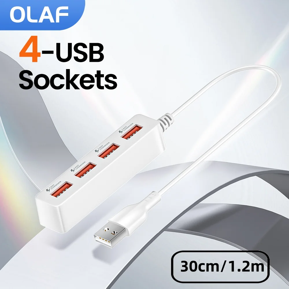 Olaf Portable 4 Port USB Hub High Speed USB Cable Charger Extension Cables USB Splitter Adapter For PC Computer Accessories