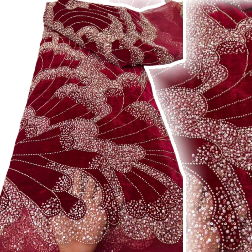 

Африканское нигерийское кружево 2026, расшитое бисером, элитная роскошная французская сетчатая кружевная ткань с блестками для свадебного платья, женское AH1830