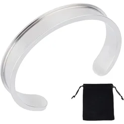 Grooved Cuff Bangles Blank Bracelet for Inlay 50-60mm Adjustable Empty Open Bangles for Gemstone Leather Inlay Bangle Making