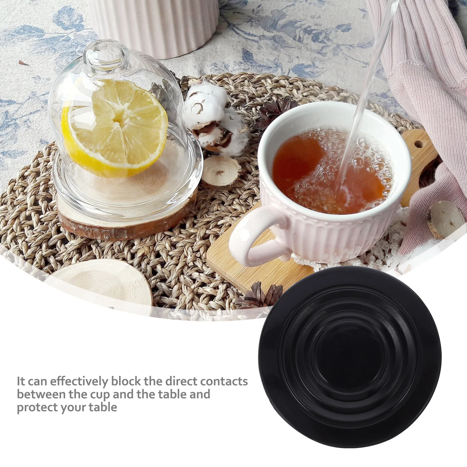 

4Pcs Drink Coaster Set Sturdy Reusable Silicone Cup Mat for Teacup Table Protection Round Coasters Home Decor Silicone Coaster