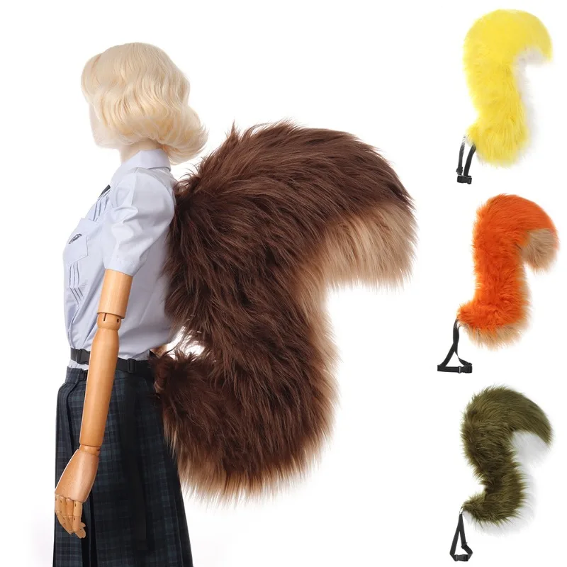 ZOETOPKID New Handwork Squirrel Girl Big Tail Animal Furry KC Kig Fursuit Plush Fluffy Tails Cosplay Performance Props