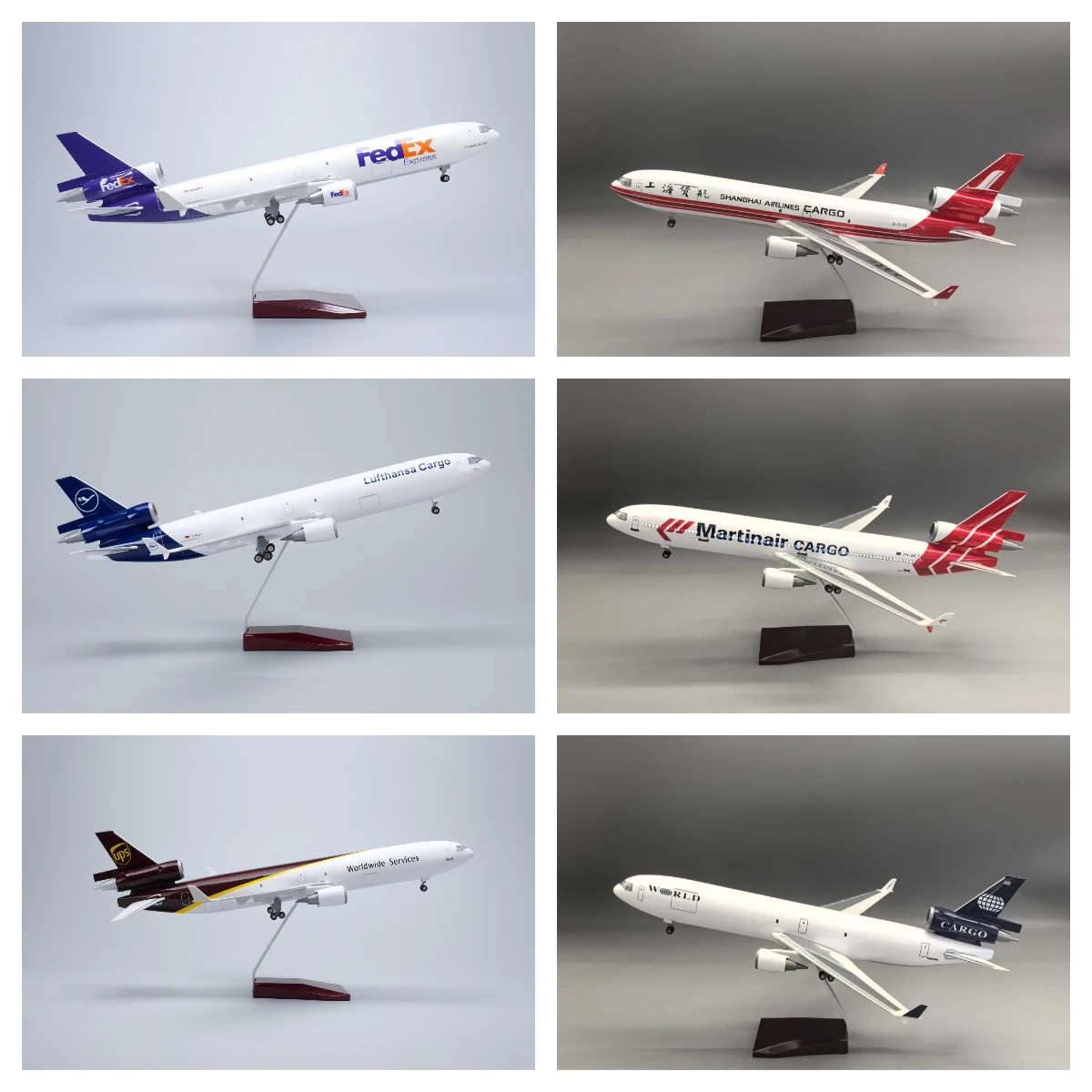 1/130 Scale MD-11 Cargo Series Diecast Resin Airplane Model Kit with Stand for Aviation Enthusiasts Gift or Collection display