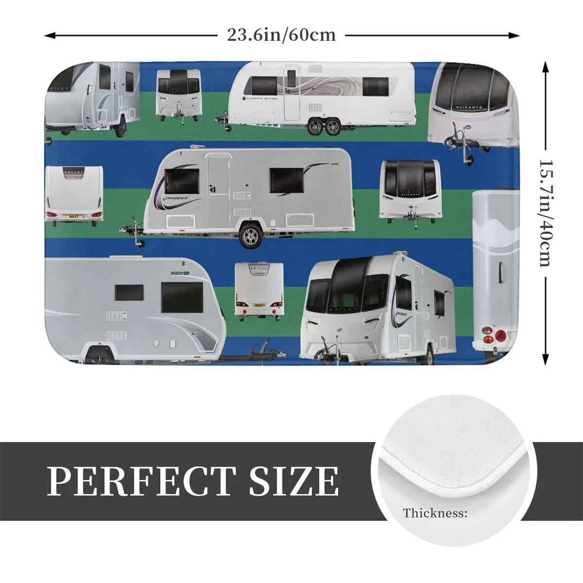 Bailey Caravan Doormat Kitchen Entrance Home Floor Mat Anti-slip Carpet Rug for Bathroom Footpad Mats