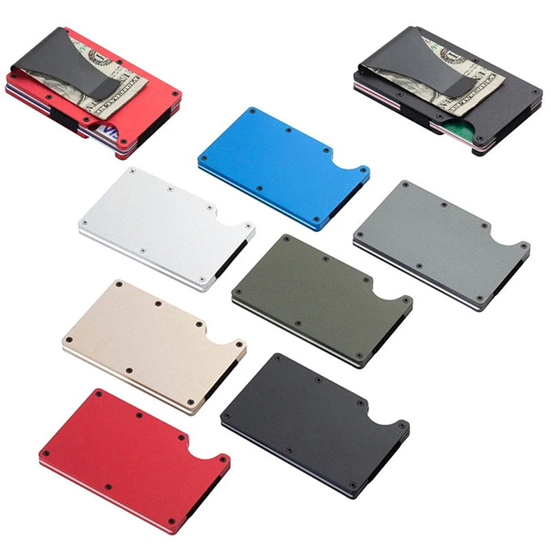 Cartera Minimalista con RFID para Hombre y Mujer, Tarjetero Delgado y Resistente a Arañazos con Clip para Billetes Extraíble