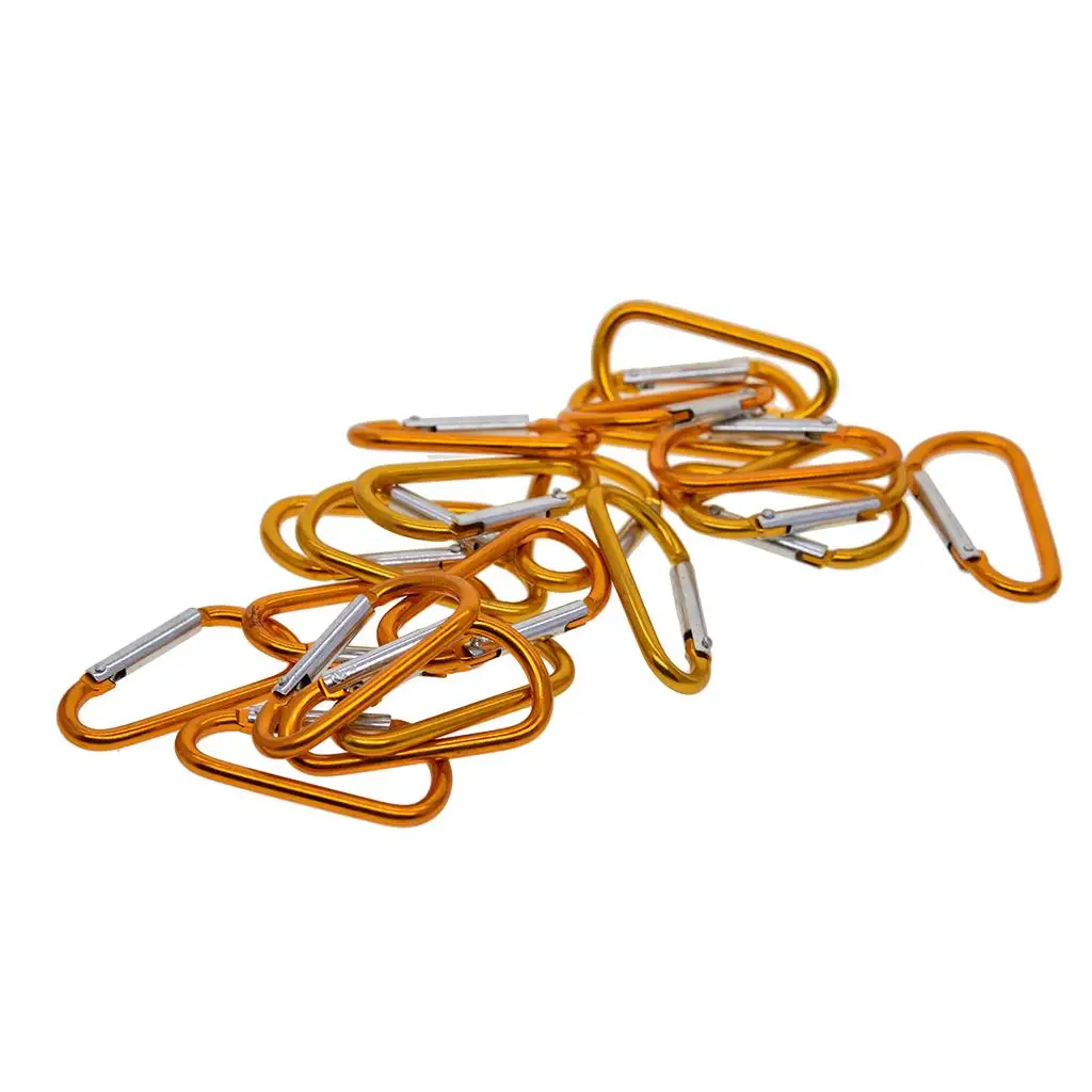 20Pcs Carabiner D Shape Buckle Spring-Loaded Gate, Aluminum Carabiner Clip Small