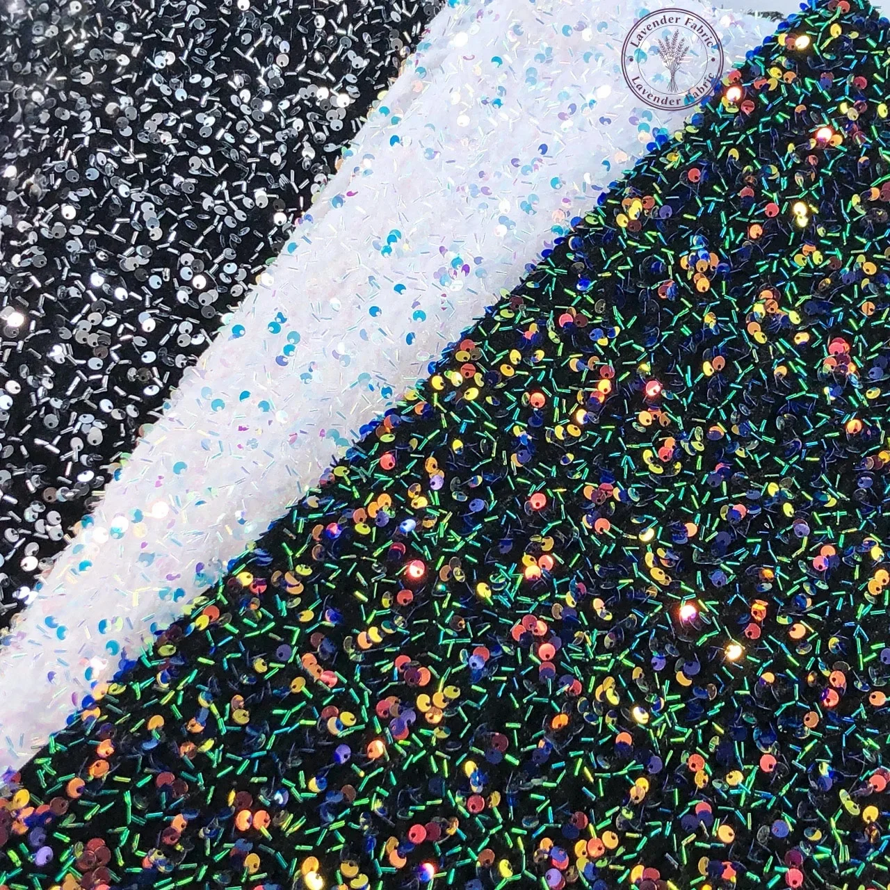 

Sparkling 5mm sequins illusionary color golden bead tube velvet embroidery fabric sewing high-end dress for autumn and winter