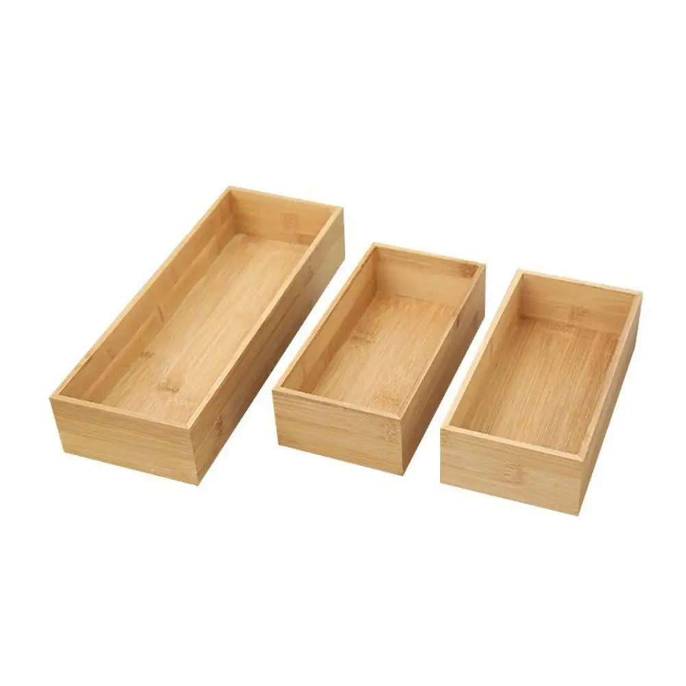 Uncovered Storage Wooden Box For Household Sundries Desktop Cosmetics Multifunctional Bamboo Storage Wooden Box