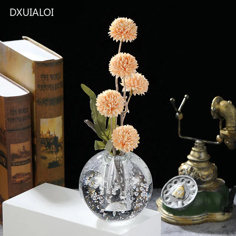 The crystal glass handicraft Desktop ornaments Creative glass vase Home decoration accessories  flower pot 1pcs