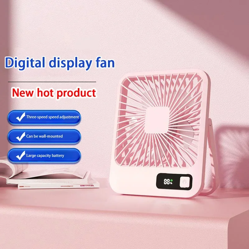 

Desk Fan Portable USB Rechargeable Fan 180° Tilt Folding Personal Fan With Power Display 5 Speeds Ultra Quiet Table Fan