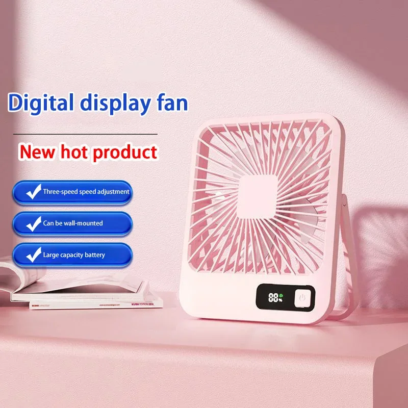 Desk Fan Portable USB Rechargeable Fan 180° Tilt Folding Personal Fan With Power Display 5 Speeds Ultra Quiet Table Fan