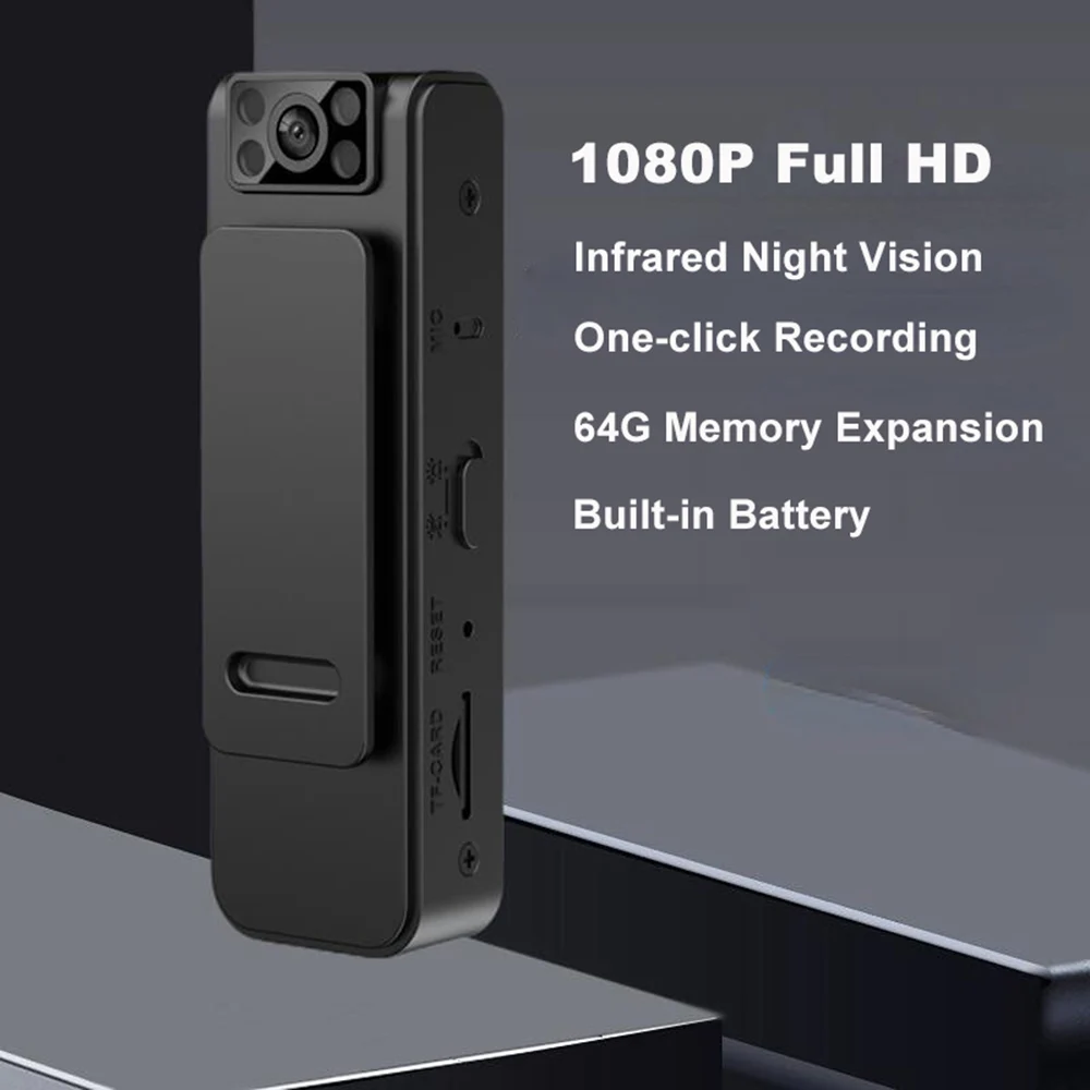 1080P HD Infrared Night Vision Mini Camera 90 Degrees Rotate Lens Magnetic Back Clip Mini Camera Audio Video Record Sports DV