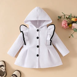 Winter baby girls small flying sleeve fashion hooded coat