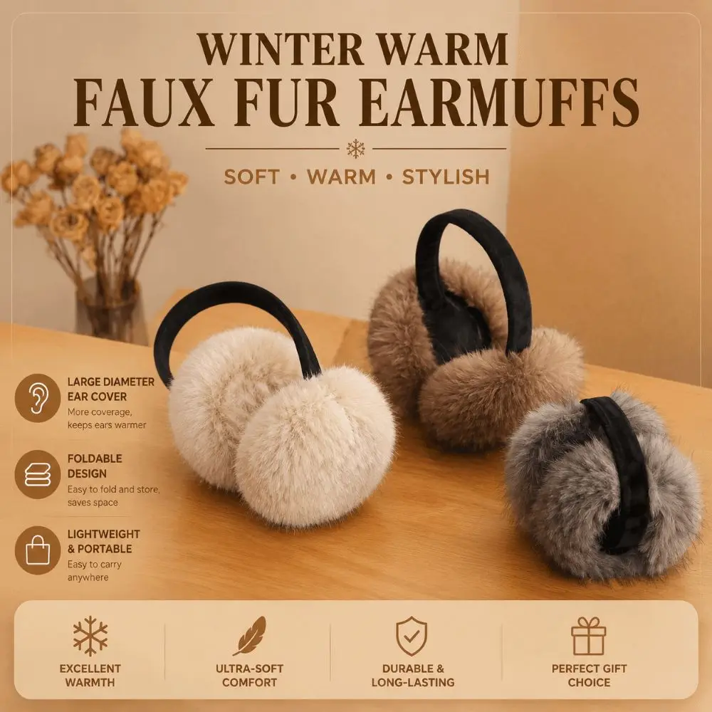 Fashion Warm Winter Earmuffs Faux Fur Folding Earflap Protection Cold Protection Thickened Ear Warmer Outdoor