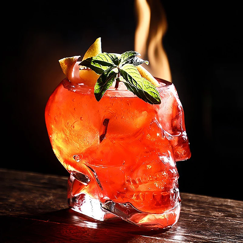 Halloween Household Skull Head Glass Teacup Transparent Crystal Coffee Juice Mug Drinking Bar Club Whiskey Wine Beer Cup