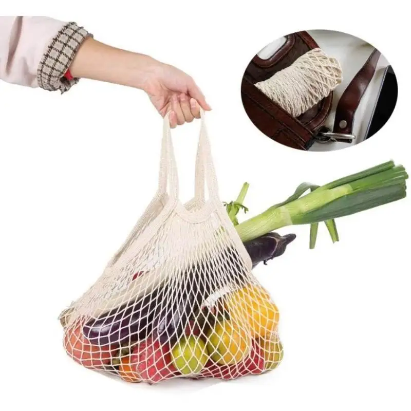 Large-Capacity Cotton Mesh Shopping Bag Rough Rope Woven Eco-Friendly Degradable Supermarket Bag Environmentally Conscious Consu