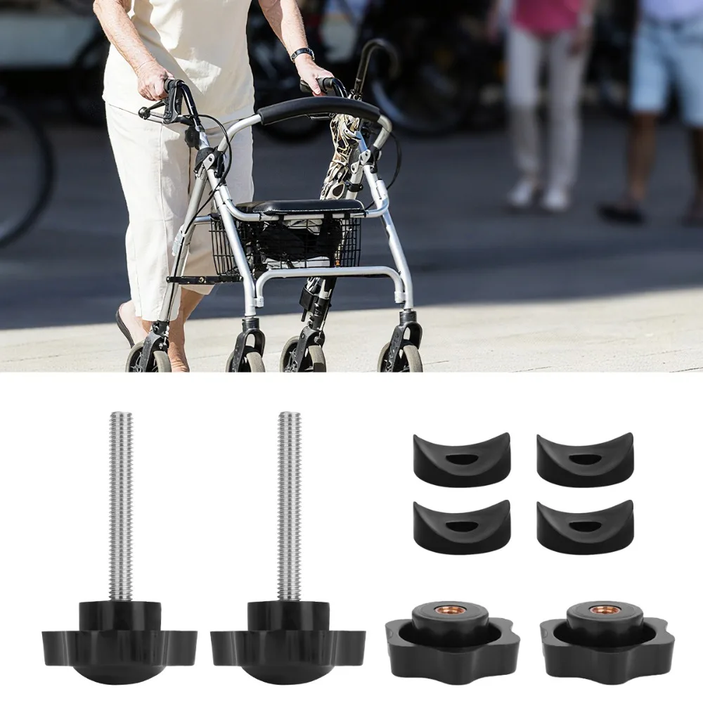 2 /4 Sets T Bolt with Threaded Arm Adjustment Knobs and Washers for Rolling Walkers Replacement Parts M6 Track Bolt Set - view 4