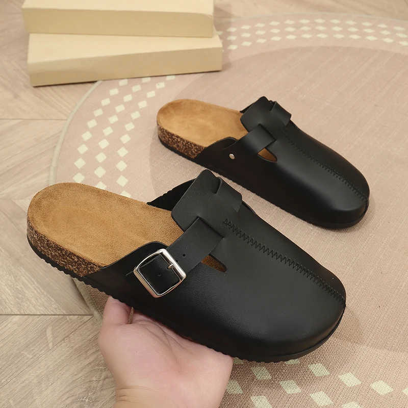 

Сандалии с закрытым носком, мужские пробковые тапочки для мужчин и женщин, удобные сабо без шнуровки, сабо, сабо для дома и улицы