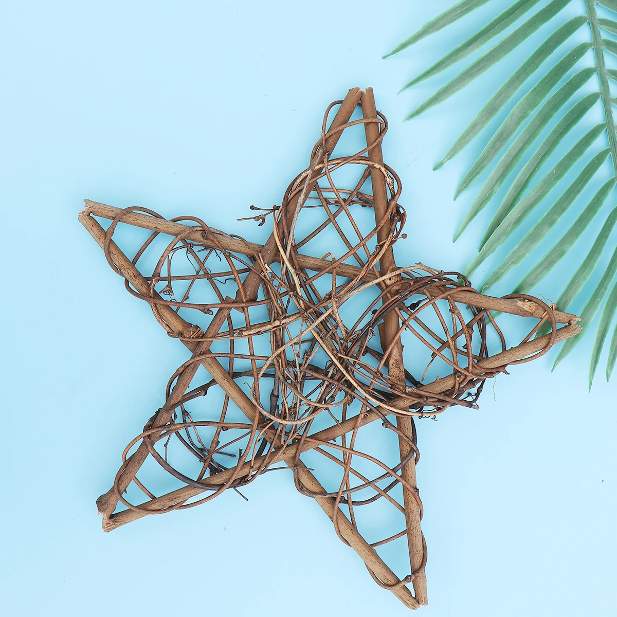 

2pcs Five-Pointed Star Christmas Decoration Wicker Ornaments Rattan Crafts Table Party Decorations Home Office Hotel
