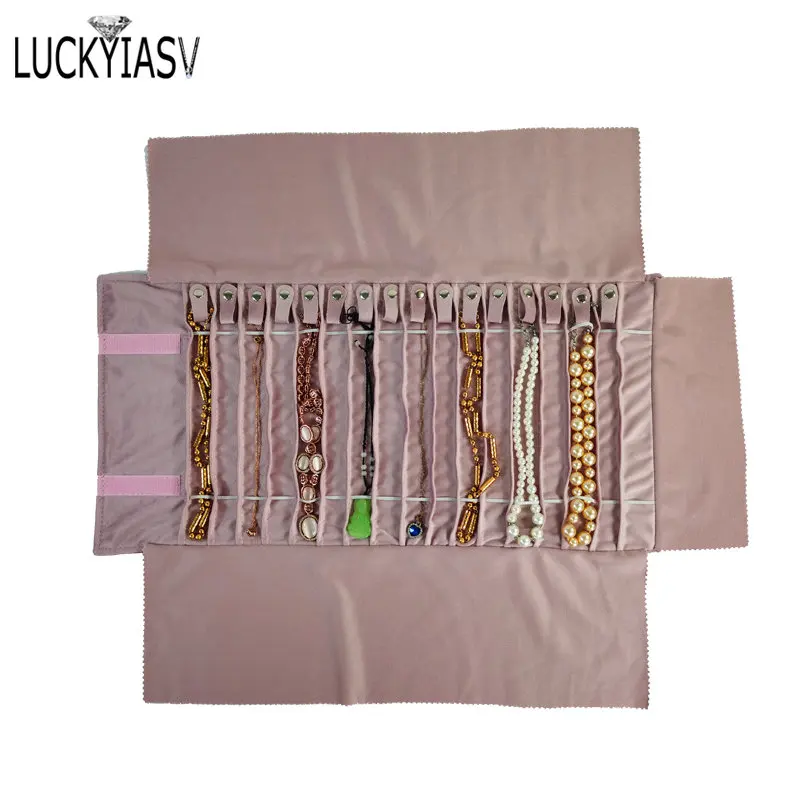 

Travel Jewelry Organizer Roll Foldable Jewelry Case for Journey-Pendant Necklaces Jewellery Storage Bag Velvet Storage Box