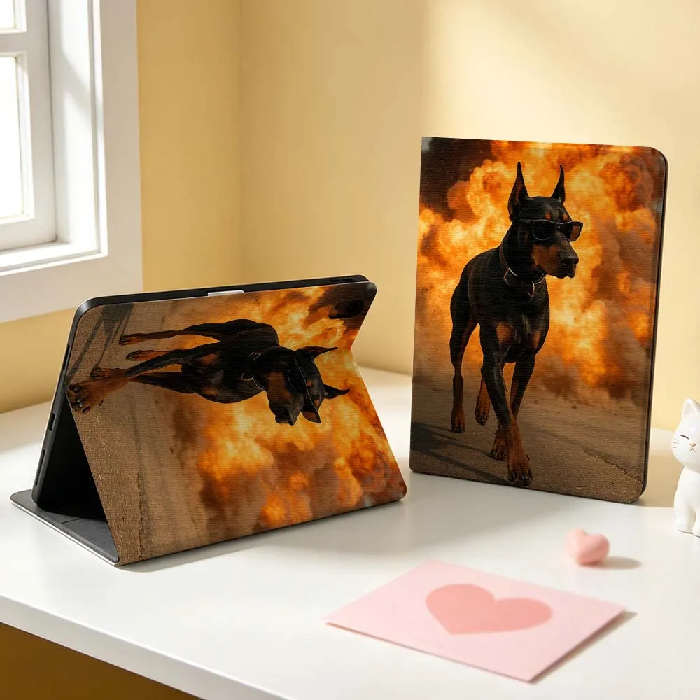Cool Black Doberman Pattern For Apple iPad Pro Mini Air A16 A17 A14 4 5 6 7 6th 12th Gen M5 11 13 M4 Pen Tray Tablet Case Soft