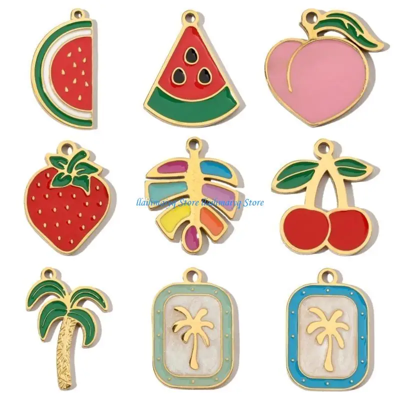 

573B Pack of 3 Fruit Charm with Cherries Designs Stylish Fruit Inspired Pendant Charm Accessories for Trendy Jewelry Making