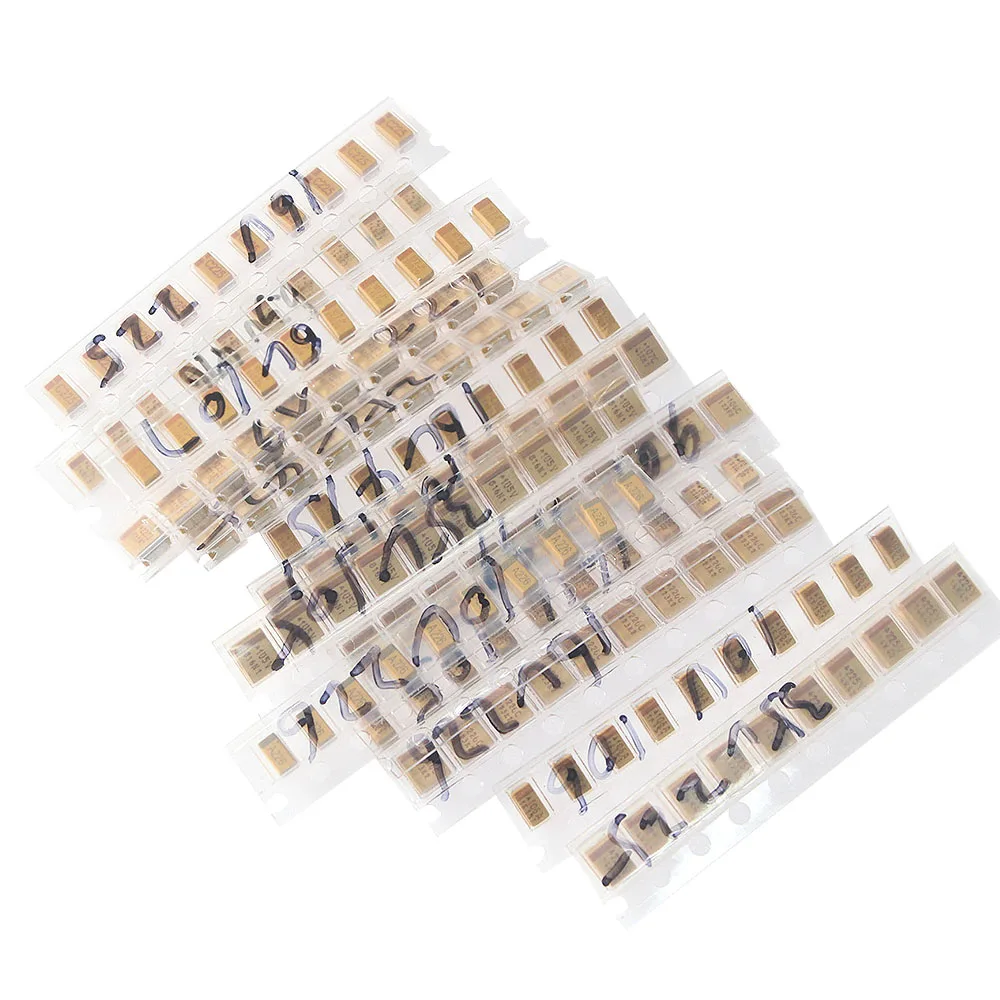150pcs SMD Tantalum Capacitors Assortment Kit A/B Case 1uF-220uF 15Valuesx10pcs for Electronic Circuit Repair & DIY Projects