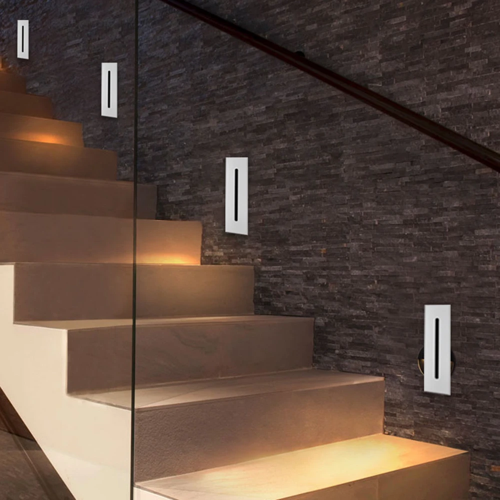 Binnentrap Waterdichte Sensor Wandlamp Vloer Nachtlampje Step Ressessed Trap Licht Home Decor Hoek Nacht Ladder Led Lamp