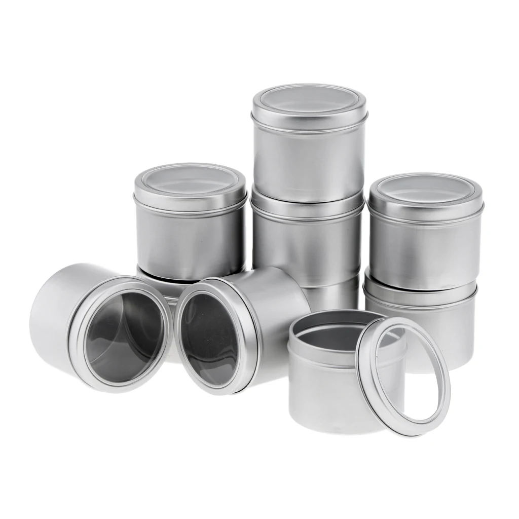 10 Pieces Empty Round Aluminum Cans Metal Tins Jars Empty Slip Slide Containers (100ml)