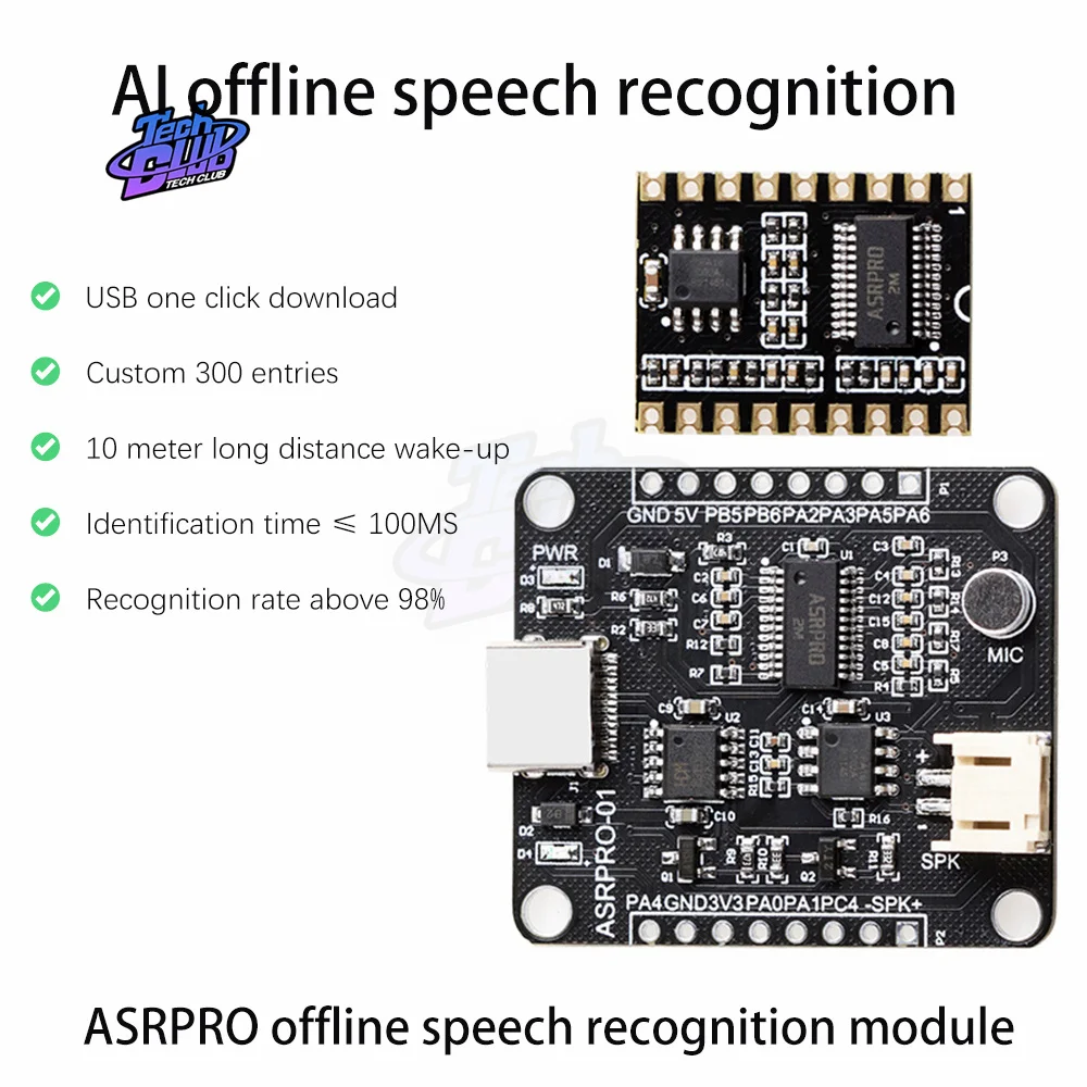 Intelligent Voice Recognition Module Voice Board VRM LD3320/ASR01 Upgrade Version 5V Power Supply for Electronic Componet Tool