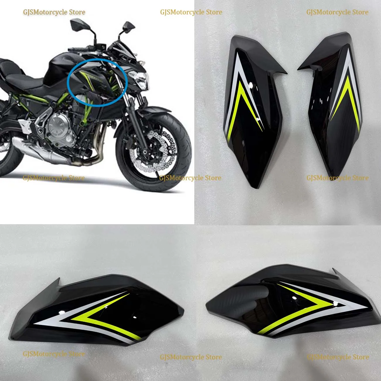 

Motorcycle Left Right ABS Front Side Cover Tank Gas Fairing Pannel Cowl Fit for Kawasaki Z650 Z 650 2017 2018 2019