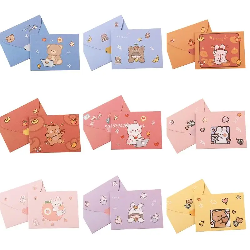 Bonito animal envelope mensagem cartão agradecimento desejos aniversário cartão postal dobrável dropship