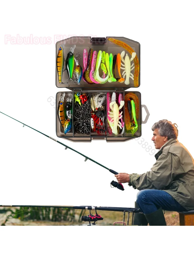 Ensemble de leurres de pêche, Kit d'appâts souples et durs, appâts durs artificiels, cuillères de gabarit en métal, leurres souples pour la pêche