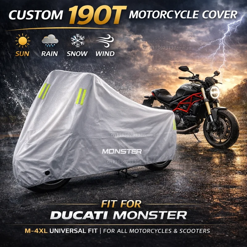 

For DUCATI Monster 796 Hypermotard Monster 696 695 2015 Motorcycle Cover Waterproof Heavy Duty Outdoor Rain Dust Sun Protector