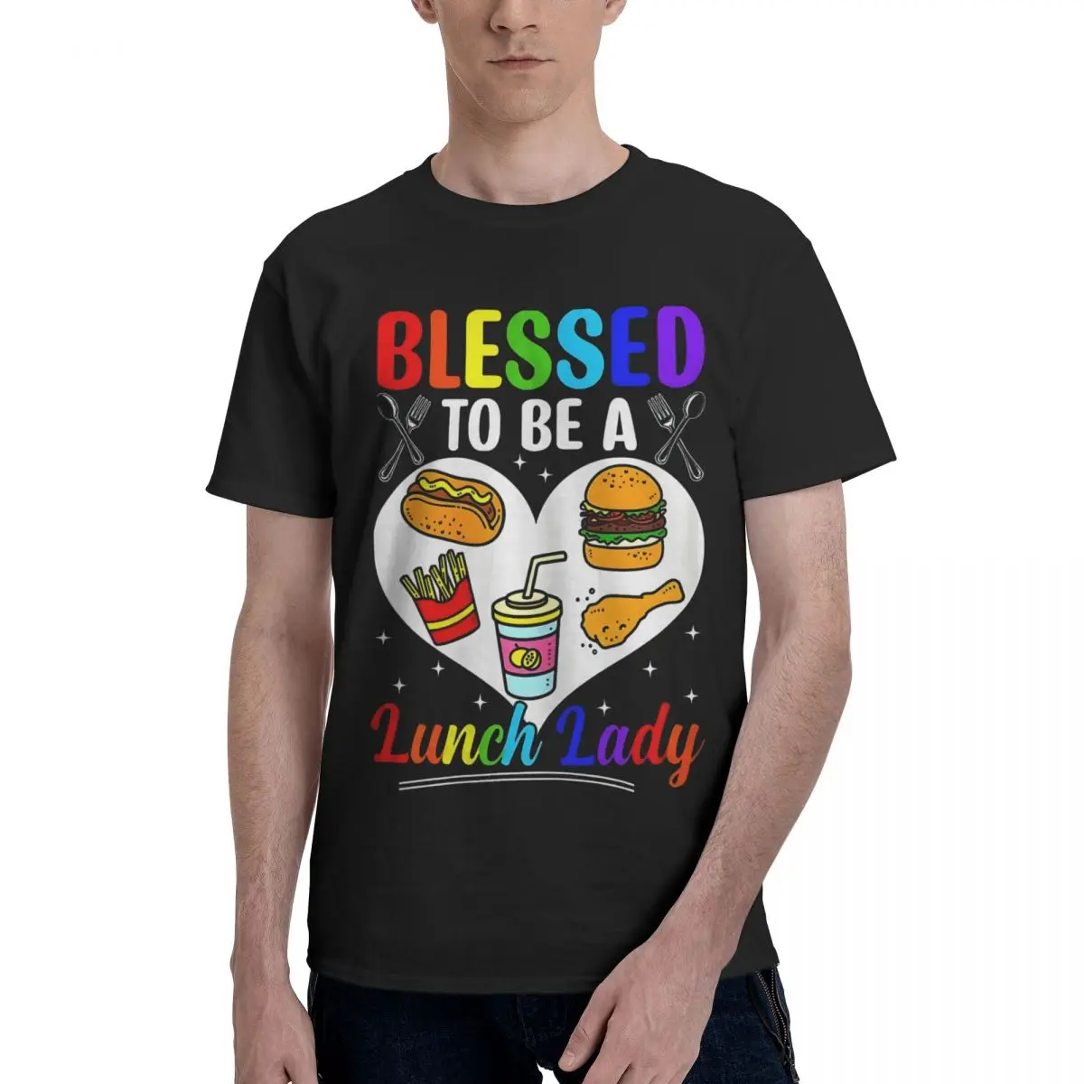 Colorful Lunch Lady Heart Sports Kemp Graphic Cool Tees High quality Activity competition USA Size