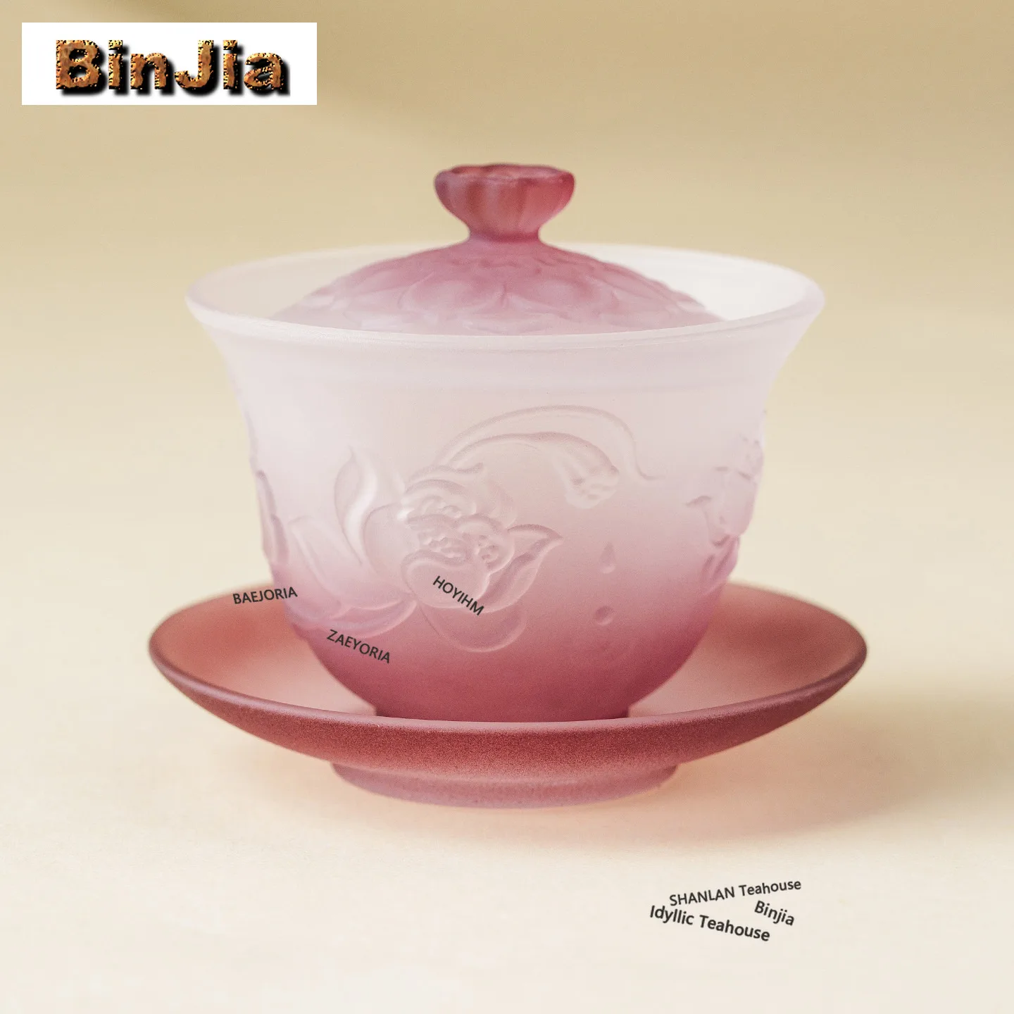 BAEJORIA 150ml Grape Purple Colored Glaze Glass Gaiwan Creative Tea Tureen Tea Bowl With Lid Kit Tea Making Cover Bowl Ornaments