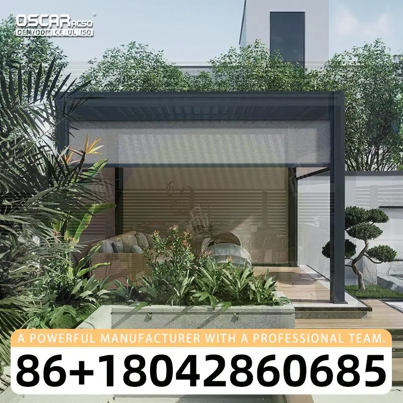 

Retractable Waterproof Screen Blind Motorized Canopy Aluminum Garden Buildings Outdoor Patio Backyard Poolside Motorized Adjus