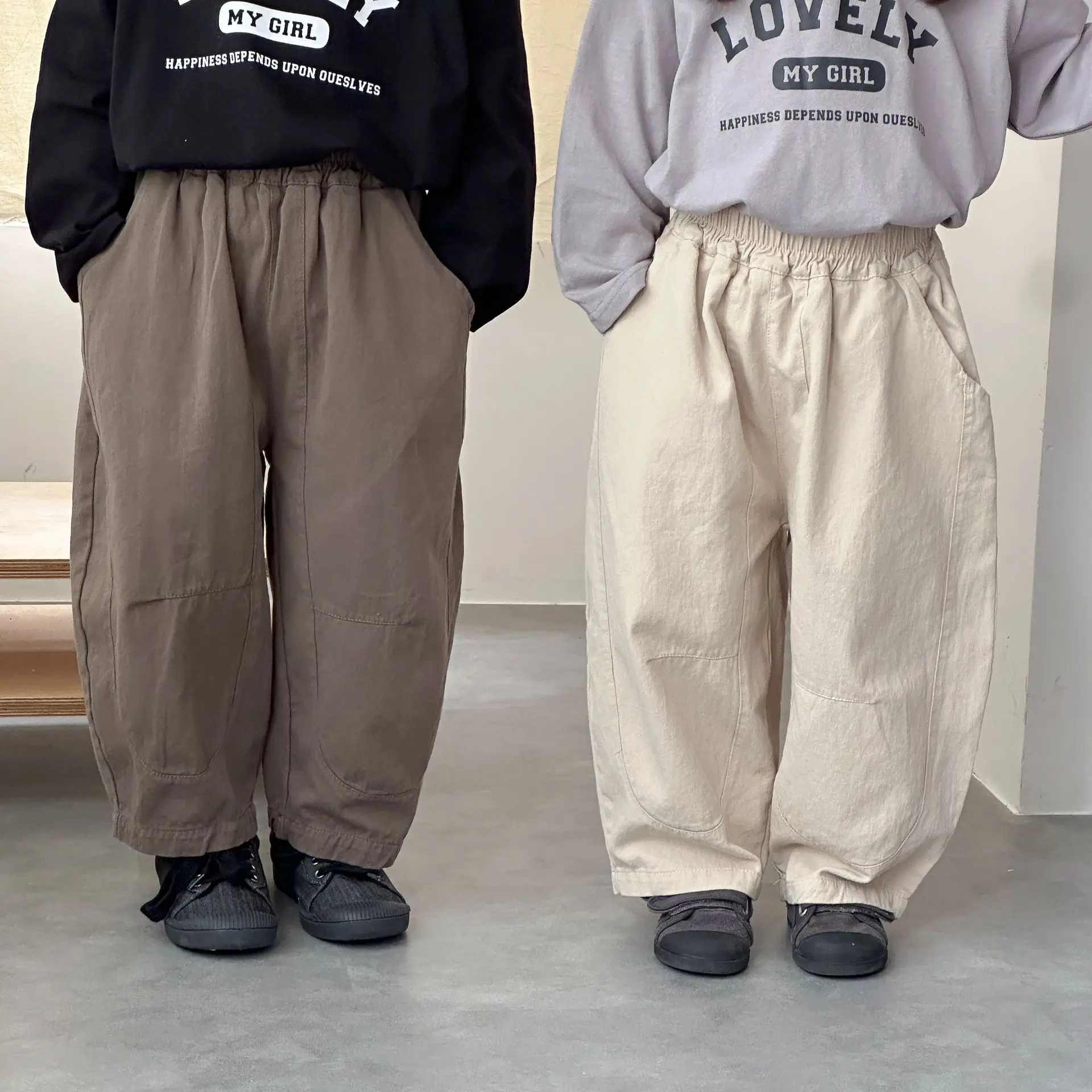 

2025 Autumn New Children Casual Pants Cotton Girls Solid Wide Leg Pants Baby Loose Trousers Boys Harem Pants Kids Clothes