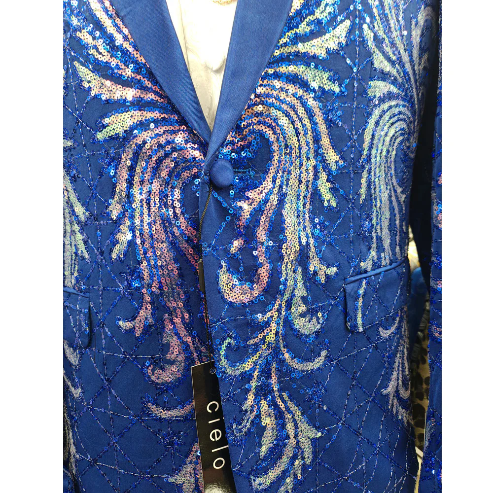 Luxury Suit 2 Pieces Set For Man Beading Tuxedos Lapel One Button Customized Blazer Casual Business Sequined Wedding Groom