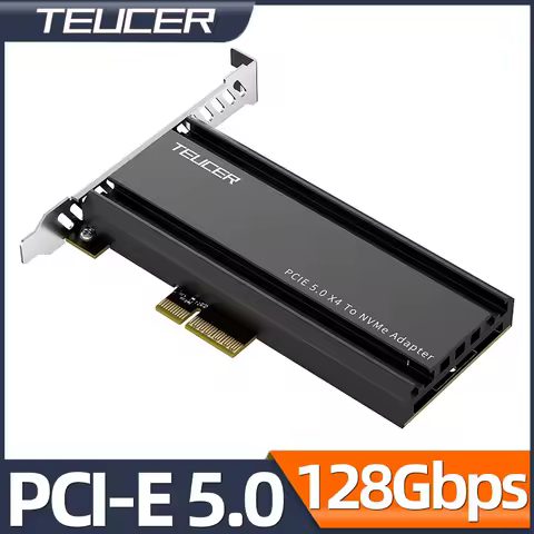 Teucer PCIE 5.0 X4 to M.2 NVMe SSD Expansion Card 128Gbps B/B+M-Key Adapter Riser Card Up To 110Gbps Support 2230 2242 2260 2280