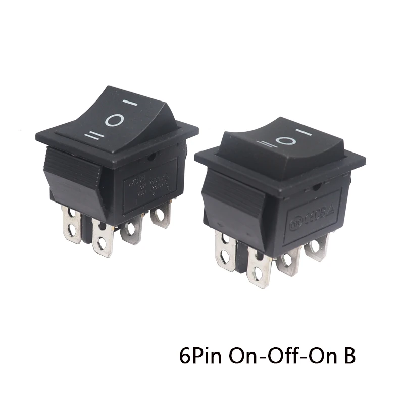 【5-1PCS】Rocker Switch 6 Pins 3 Position ON/Off/ON AC 20A/125V 16A/250V DPDT Car Boat Black Switch
