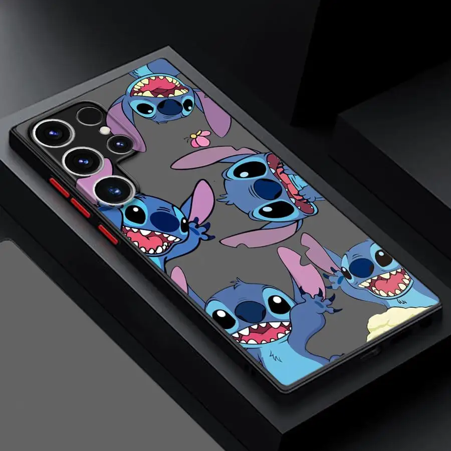 Stitch Angie Cartoon Phone Case for Samsung Galaxy S24 Ultra S25 S21 S23 Plus S20 FE S22 S23Ultra Frosted Funda Cover