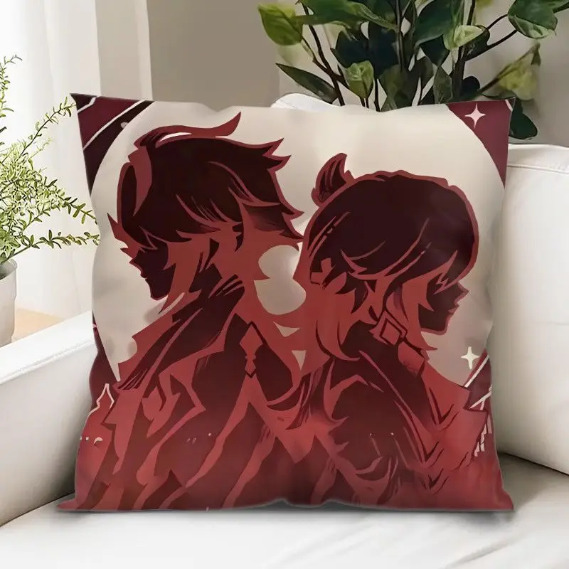 New animation Gen-shin Impact peripheral 2D pillow student dormitory bedside pillow cover for friends birthday gift cushio