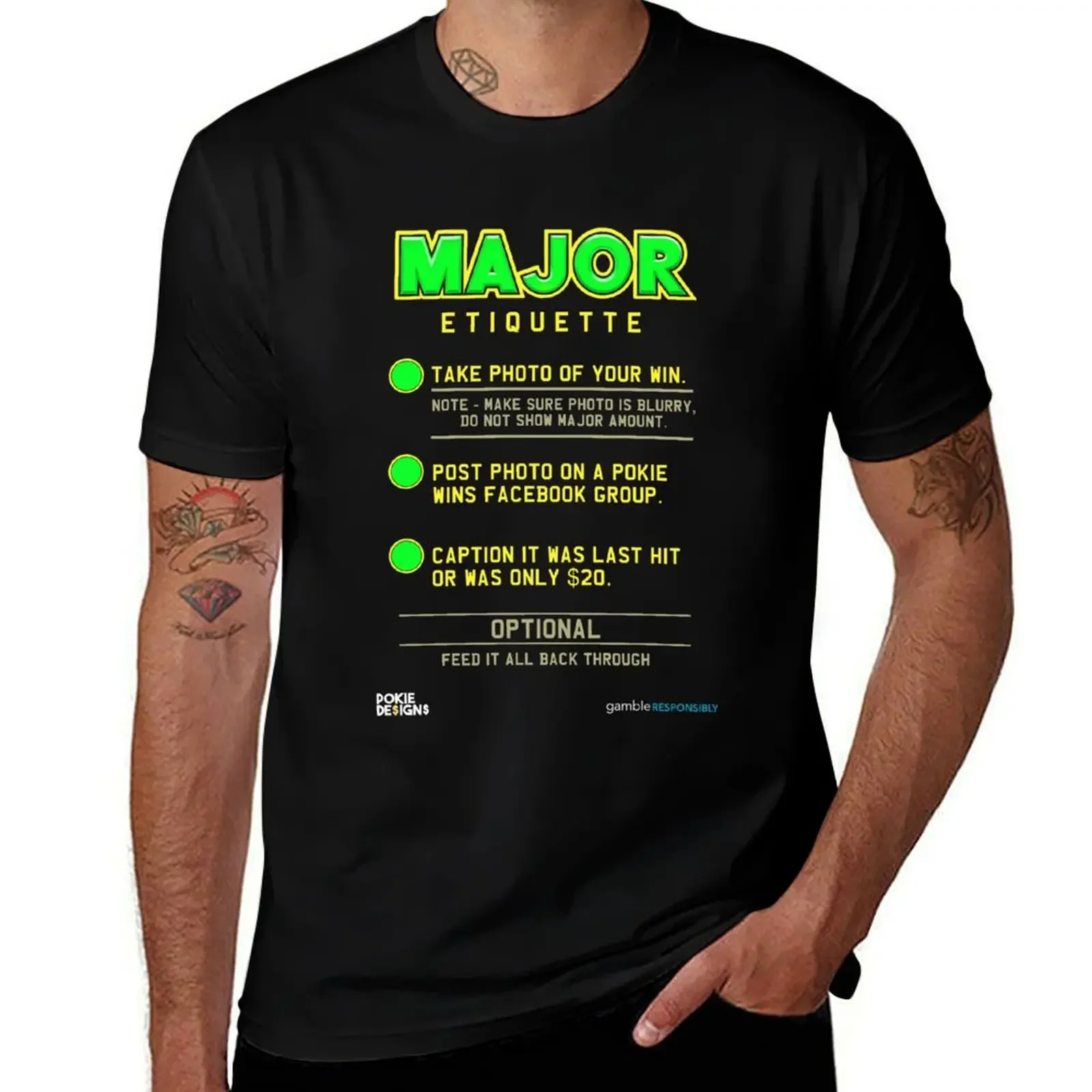 MAJOR JACKPOT ETIQUETTE Design - Pokie Designs T-Shirt tshirts personalised Funny t-shirt sweat mens vintage t shirts