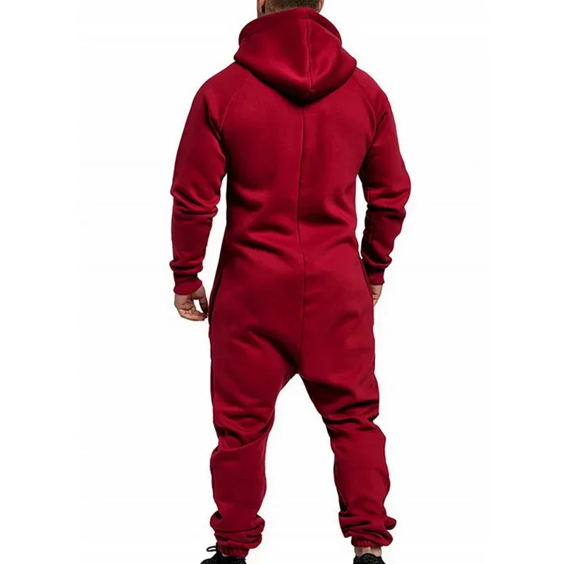 Custom 3D Full Design Jumpsuit Pajamas Long-sleeved sports pants solid color splicing casual sweater men's zipper hoodie