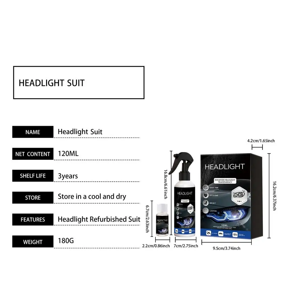 Car Headlight Clean Kit With Cleaning Accessories Clear Surface Care Fluid Removes Yellowing Restores Clarity Car Accessories view 6